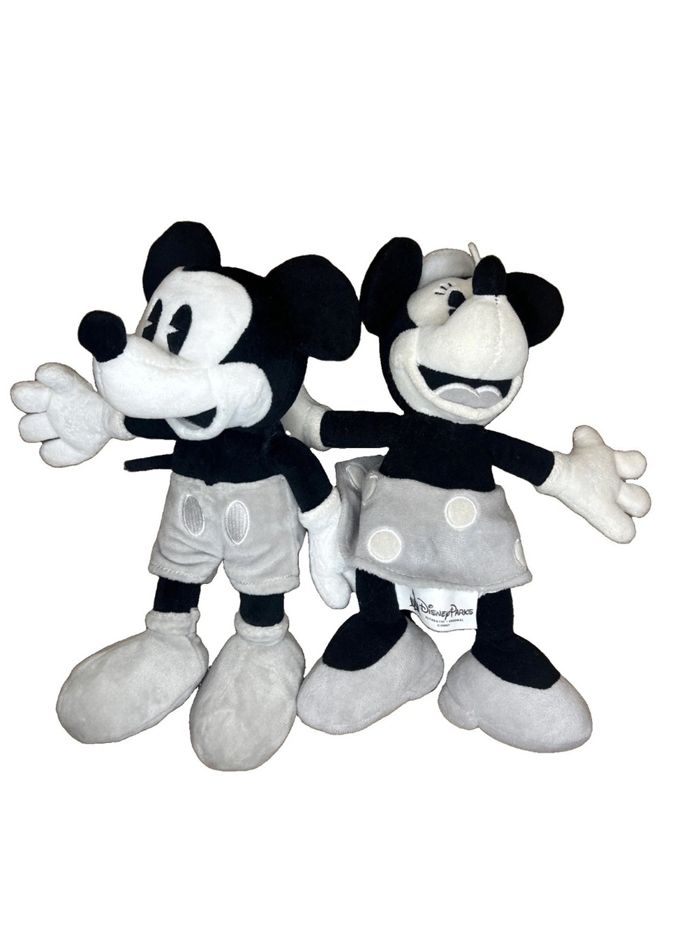 Disney Black & White Mickey and Minnie Plush Pair